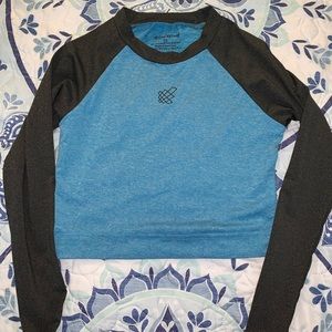 Rhythm Fitted Long Sleeve Crop Top - Blue